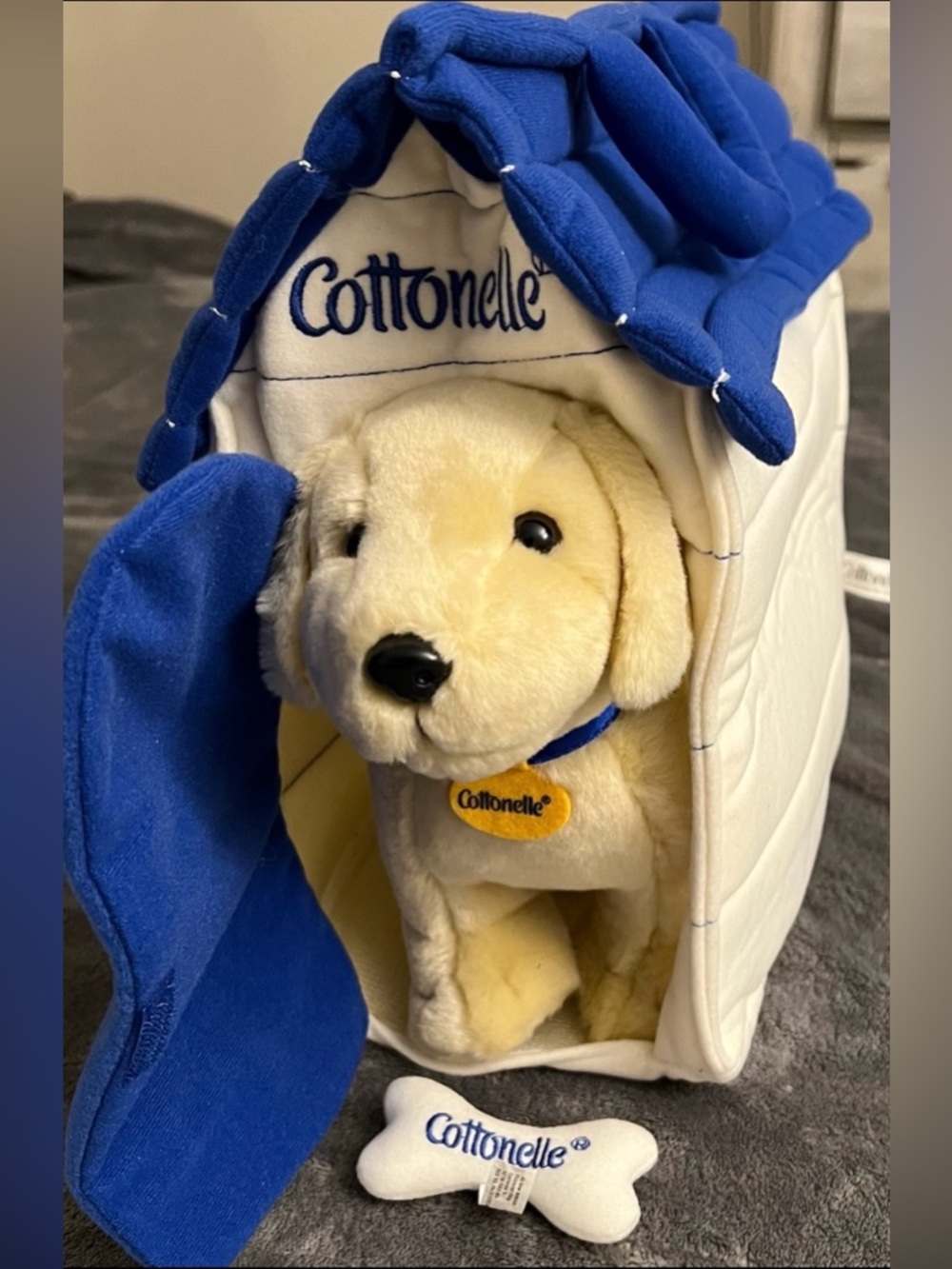 Vtg 2004 Cottonelle Toilet Paper Promotional Plush Dog with Bone and House